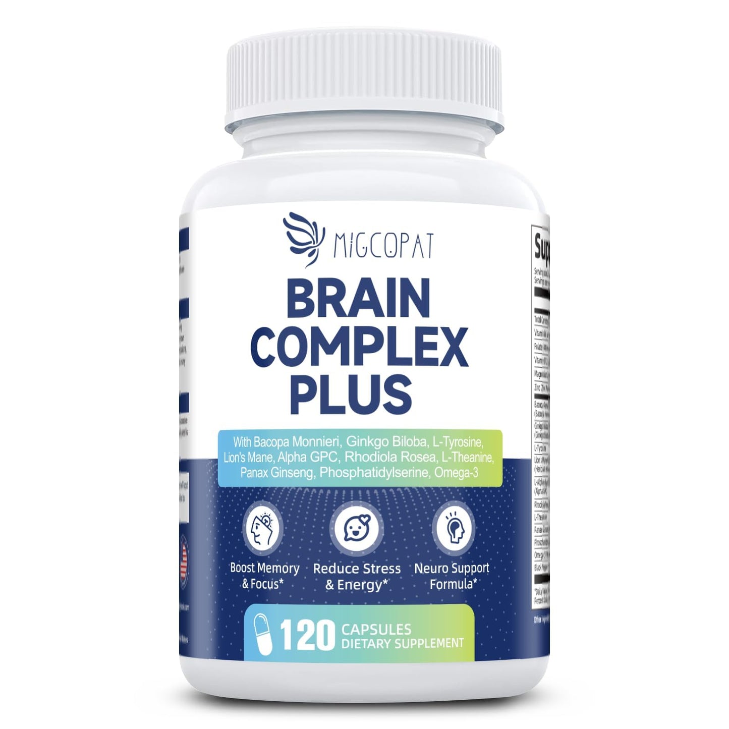 Brain Supplements for Memory & Focus – Nootropic with Bacopa Monnieri, Lion's Mane, Alpha GPC & Ginkgo (120 Caps)