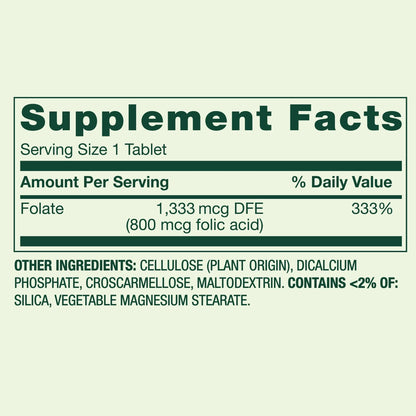 Folate 1,333 mcg DFE (800 mcg Folic Acid) – Women's Health, 400 Tablets