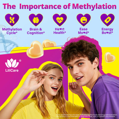L-MethylFolate Gummies – 15mg/7.5mg + Methyl B12 | Methylated B Complex, Folate, B6, Magnesium | Sugar Free