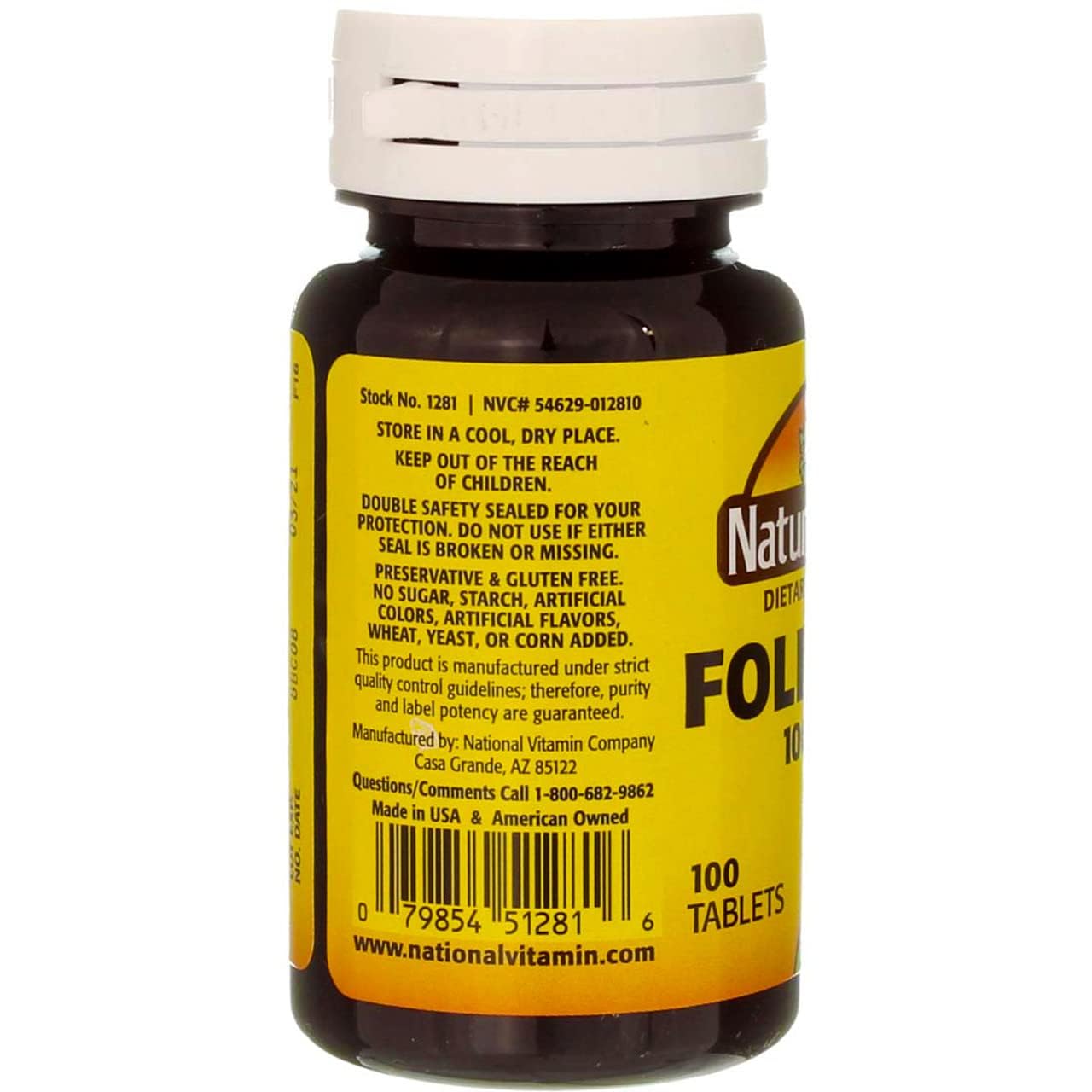 Folic Acid 1000 mcg – Nature's Blend | 100 Tablets | Gluten Free