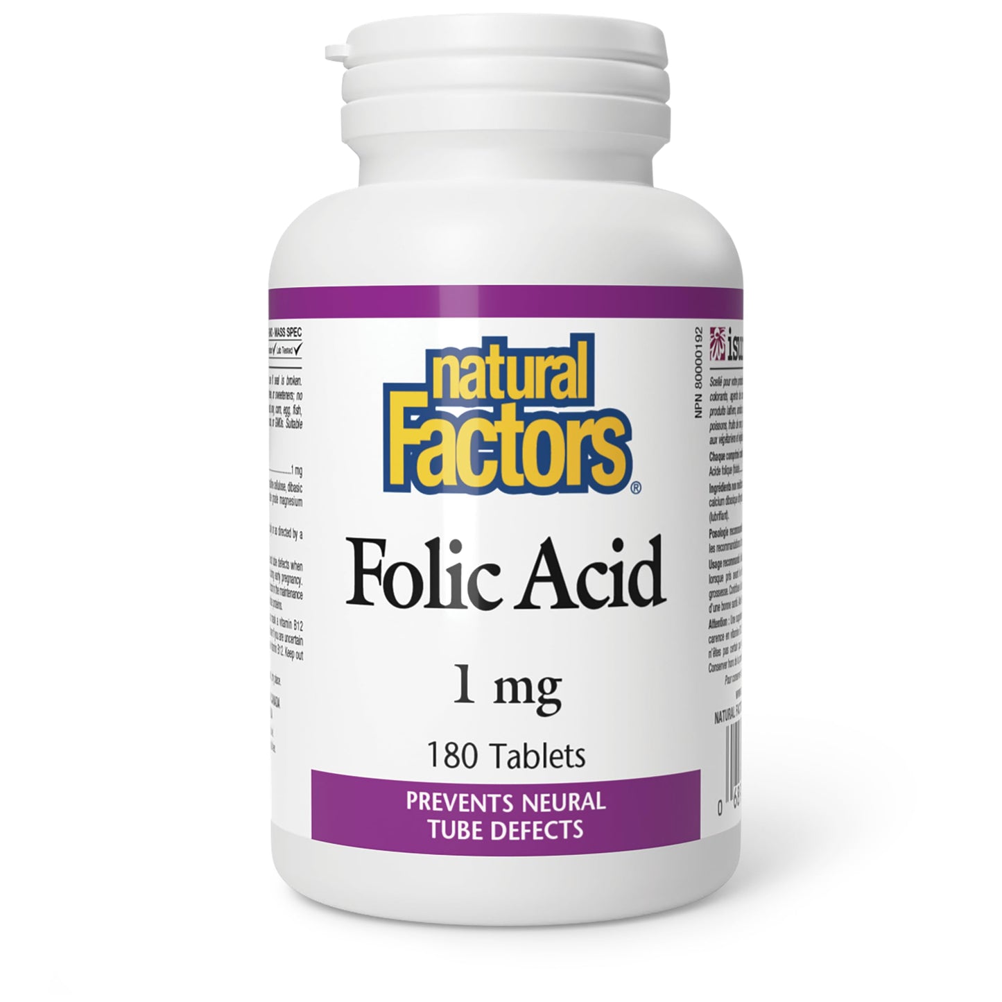 Folic Acid 1mg (180 Tablets) – Natural Factors | Vitamin B9 Supplement