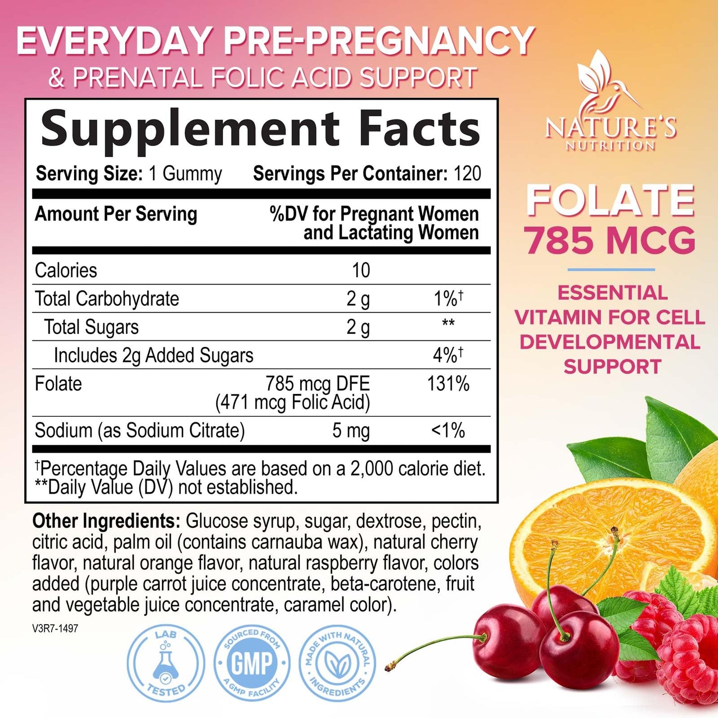 Folic Acid Gummies for Women 785mcg – Vegan Prenatal Vitamins (120 Gummies)