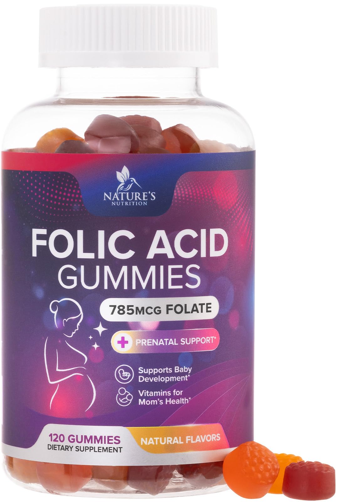 Folic Acid Gummies for Women 785mcg – Vegan Prenatal Vitamins (120 Gummies)