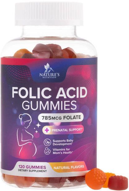 Folic Acid Gummies for Women 785mcg – Vegan Prenatal Vitamins (120 Gummies)