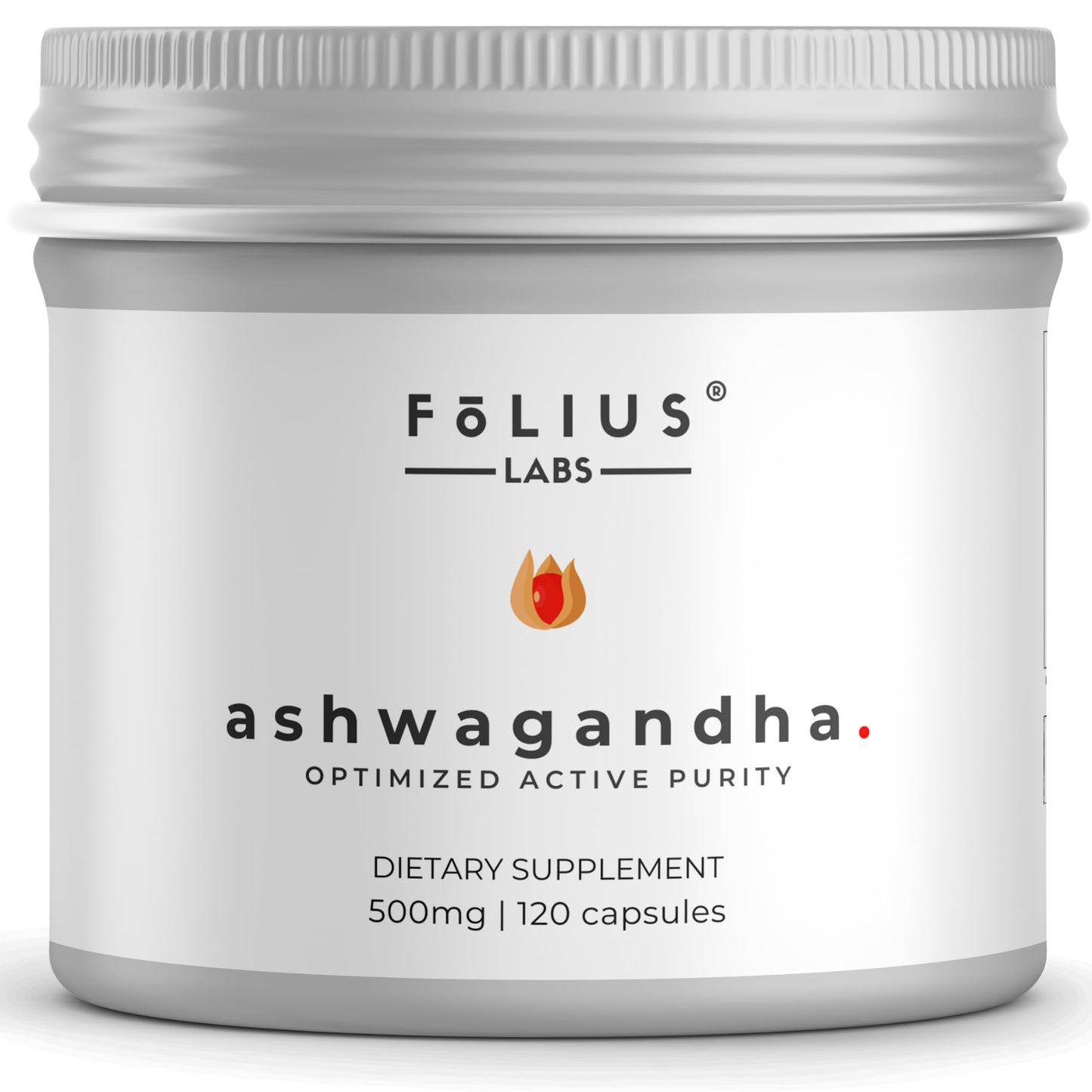 FOLIUS LABS Ashwagandha 7.5% - 500mg, 120 Capsules | Stress & Mood Support