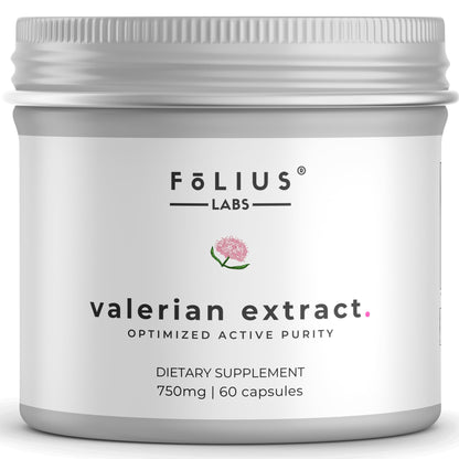 FOLIUS LABS Valerian Root 4:1 Extract Capsules 750mg – 60 Capsules | Gluten Free, Non-GMO, Optimized Active Purity, 4X Concentration