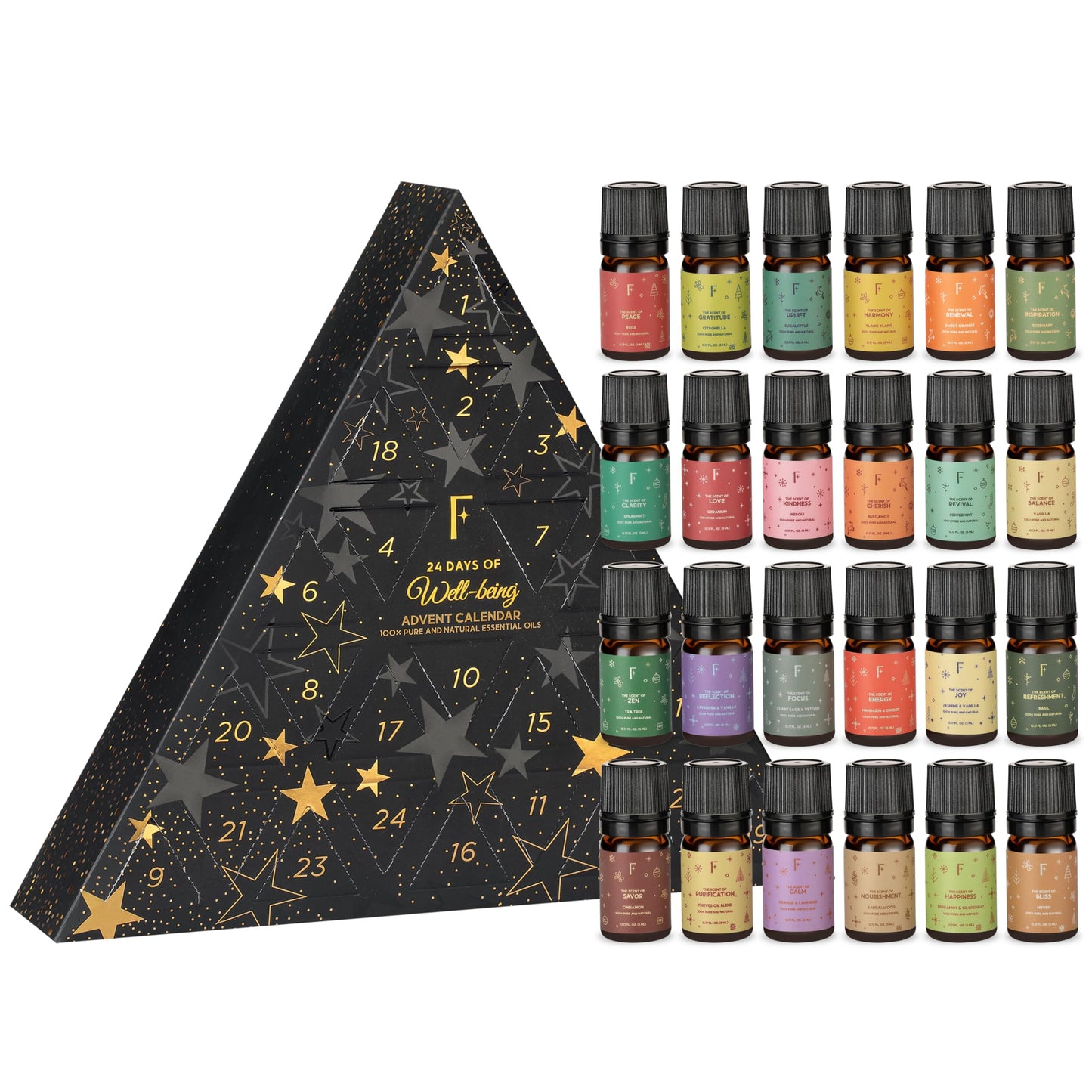 Folkulture Advent Calendar 2025 – 24 Essential Oils for Diffuser | Vanilla, Rosemary & Peppermint