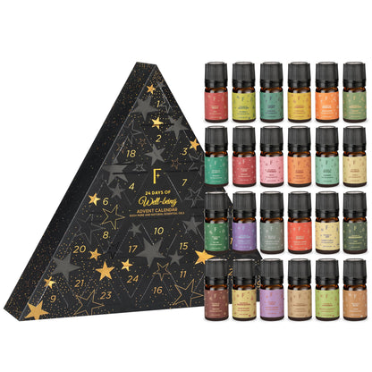 Folkulture Advent Calendar 2025 – 24 Essential Oils for Diffuser | Vanilla, Rosemary & Peppermint