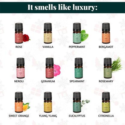 Folkulture Advent Calendar 2025 – 24 Essential Oils for Diffuser | Vanilla, Rosemary & Peppermint
