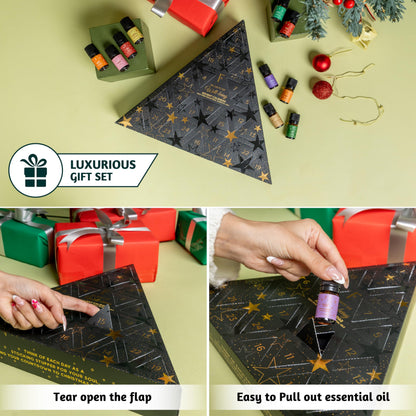 Folkulture Advent Calendar 2025 – 24 Essential Oils for Diffuser | Vanilla, Rosemary & Peppermint
