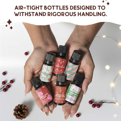 Folkulture Christmas Essential Oils for Diffuser – 6 x 2 oz Set (Vanilla, Cinnamon, Pine & Eucalyptus)