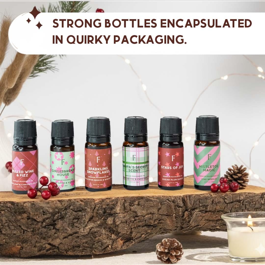Folkulture Christmas Essential Oils for Diffuser – 6 x 2 oz Set (Vanilla, Cinnamon, Pine & Eucalyptus)