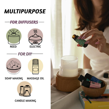 Folkulture Essential Oils for Diffusers | Oil Diffuser Essential Oil Set of 6 Fragrance Oil | Diffusers Oil Scents for Home | Fragrance Oil for Diffusers | Patchouli, Jasmine, Rose