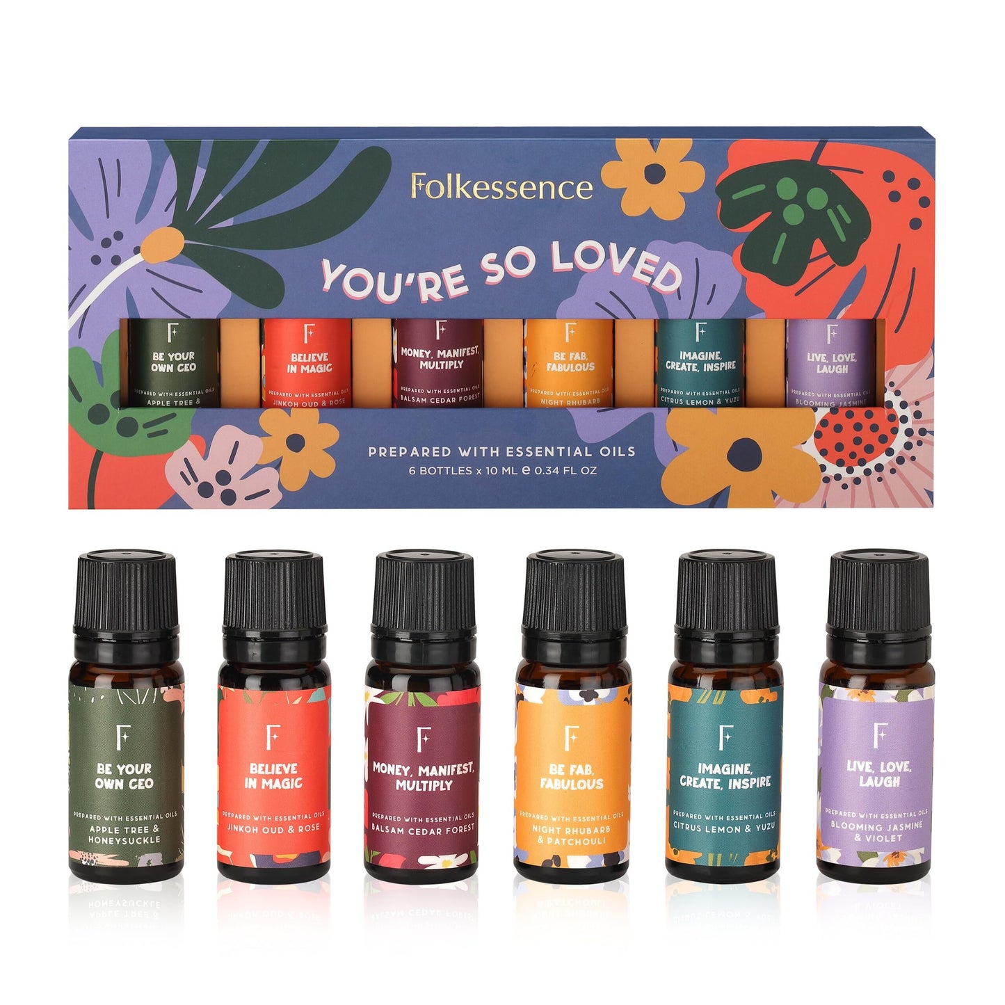 Folkulture Essential Oils for Diffusers | Oil Diffuser Essential Oil Set of 6 Fragrance Oil | Diffusers Oil Scents for Home | Fragrance Oil for Diffusers | Patchouli, Jasmine, Rose