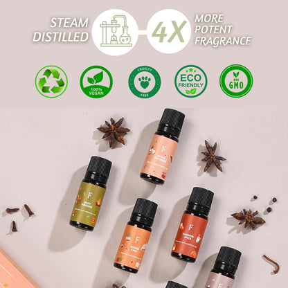 Folkulture Fall Essential Oils Set - 6 Diffuser Oils, Vanilla Pumpkin Spice | 60 ml