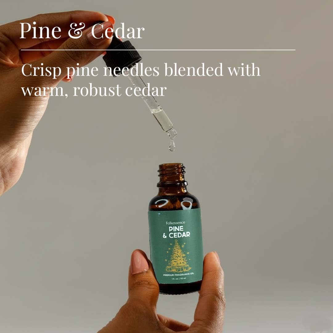 Folkulture Christmas Essential Oil for Diffuser | Pine & Cedarwood Fragrance Oil – 1.01 Fl Oz with Dropper | Aromatherapy Oils, Diffuser Oil Blends | Gift for Women