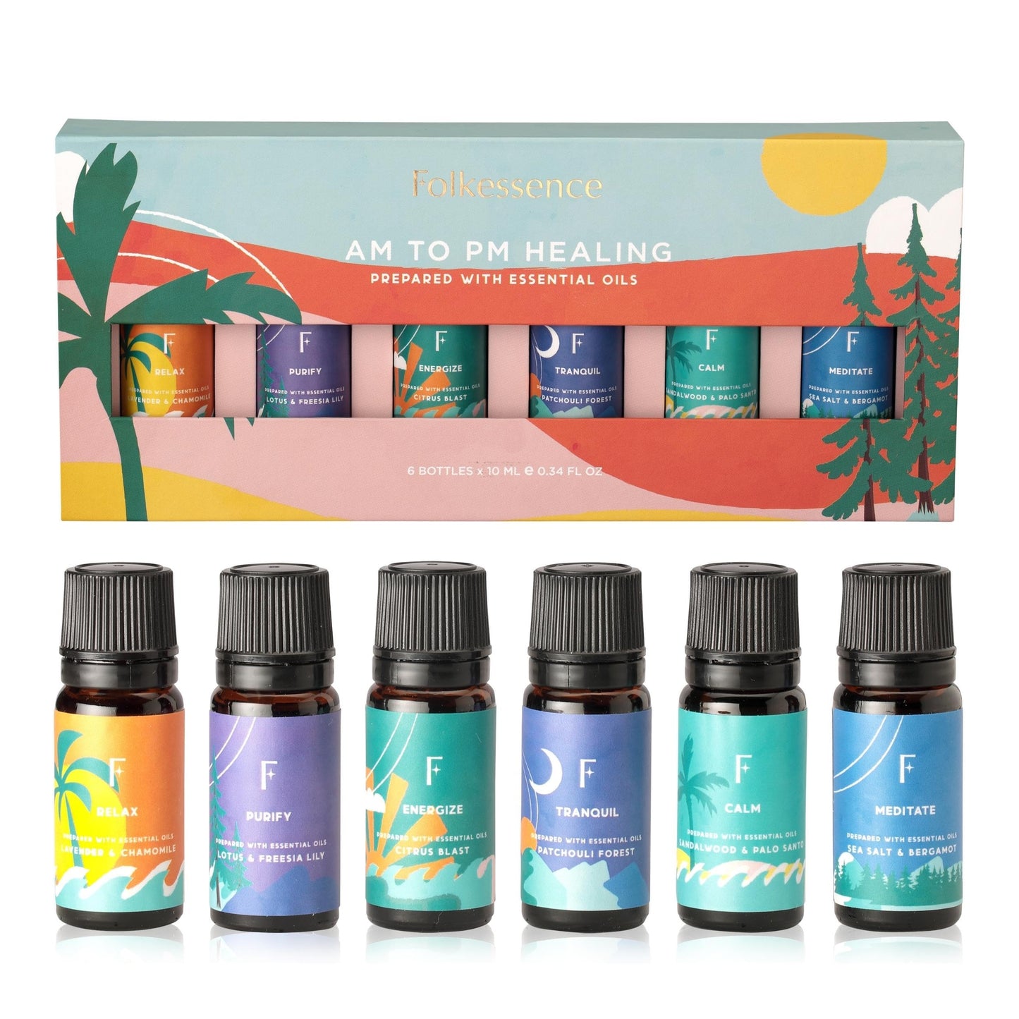 Folkulture Essential Oils for Diffuser Oil - 6-Pack Fragrance Oils for Home | Lavender & Sandalwood