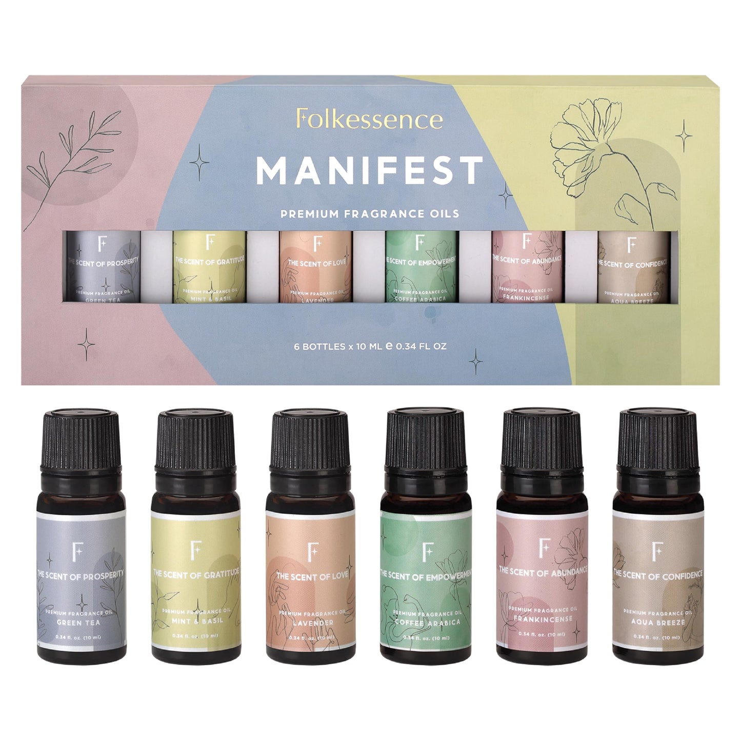Folkulture Essential Oils for Diffuser for Home | Set of 6 Essential Oil Set | Essential Oil for Candle Making | Essential Oils for Soap Making - Frankincense, Lavender Oils for Relaxation