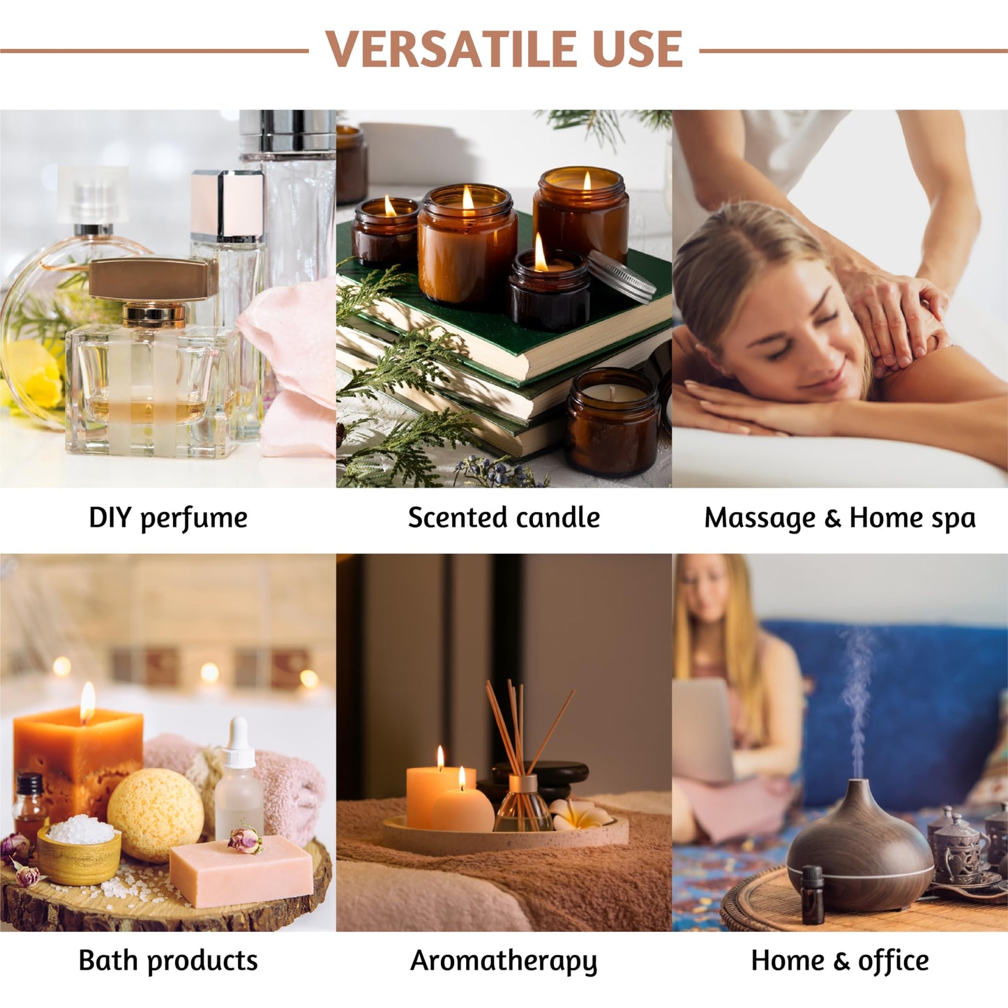 Folkulture Essential Oils for Diffuser for Home | Set of 6 Essential Oil Set | Essential Oil for Candle Making | Essential Oils for Soap Making - Frankincense, Lavender Oils for Relaxation