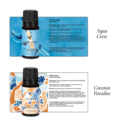 Folkulture Essential Oils for Home – Set of 6 Diffuser Oils (0.34 fl oz each) Beach Collection