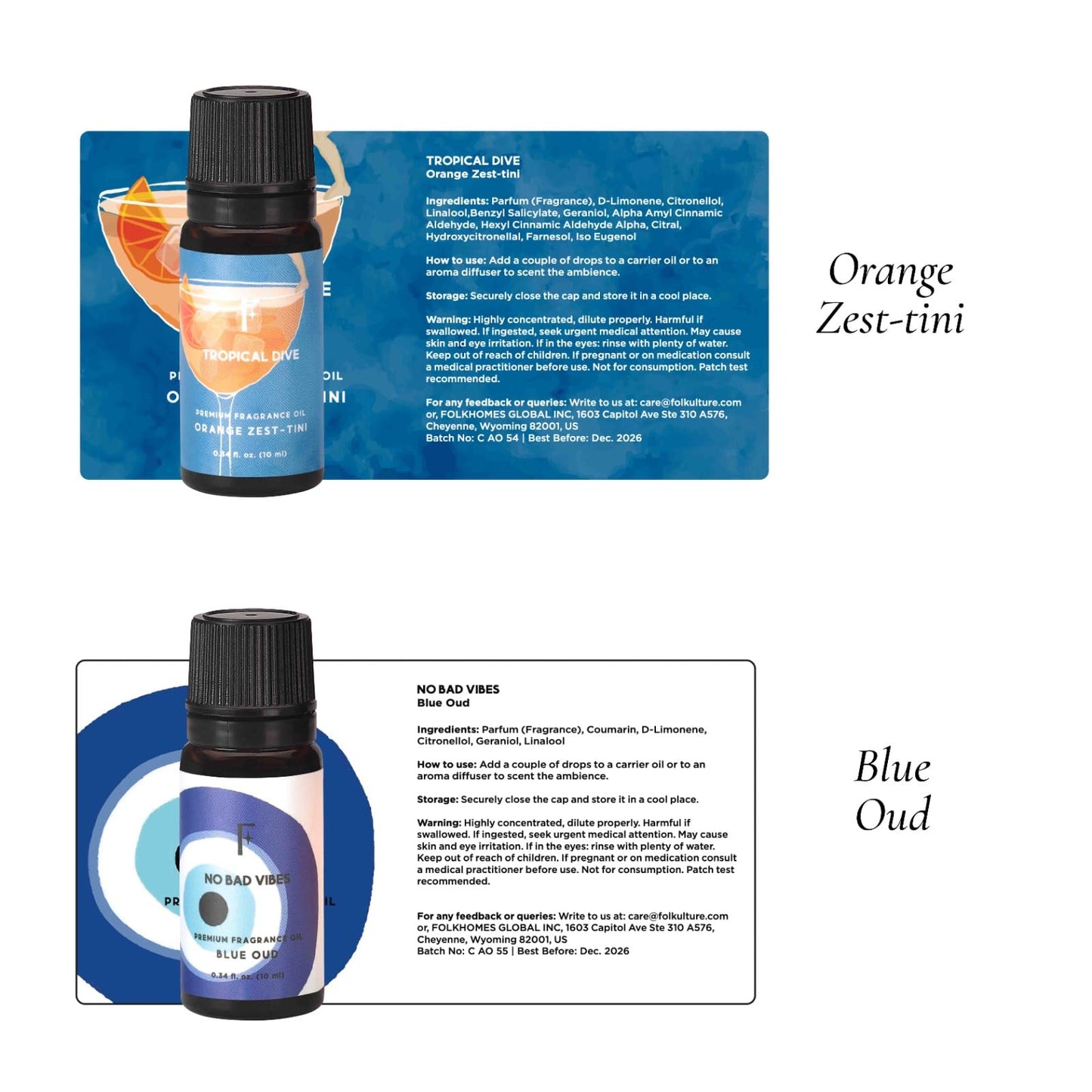Folkulture Essential Oils for Home – Set of 6 Diffuser Oils (0.34 fl oz each) Beach Collection