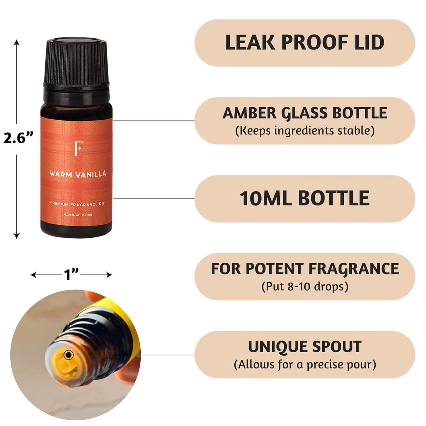 Folkulture Fall Essential Oils Diffuser Set – 6x0.34 fl oz (60 ml) Pumpkin Spice / Pumpkin Pie Scent