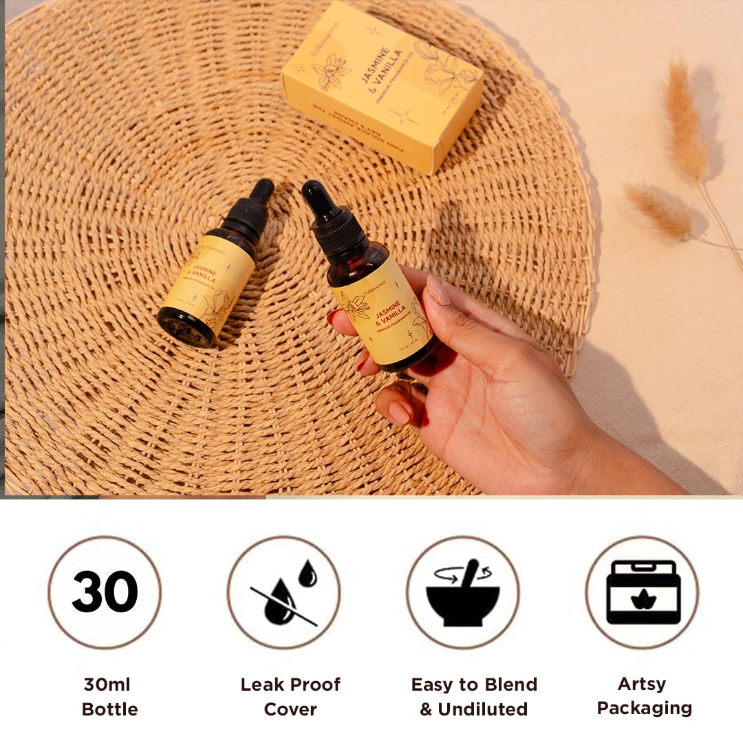 Folkulture Jasmine & Vanilla Essential Oil 30ml (Pack of 1) | Aromatherapy Diffuser Oil
