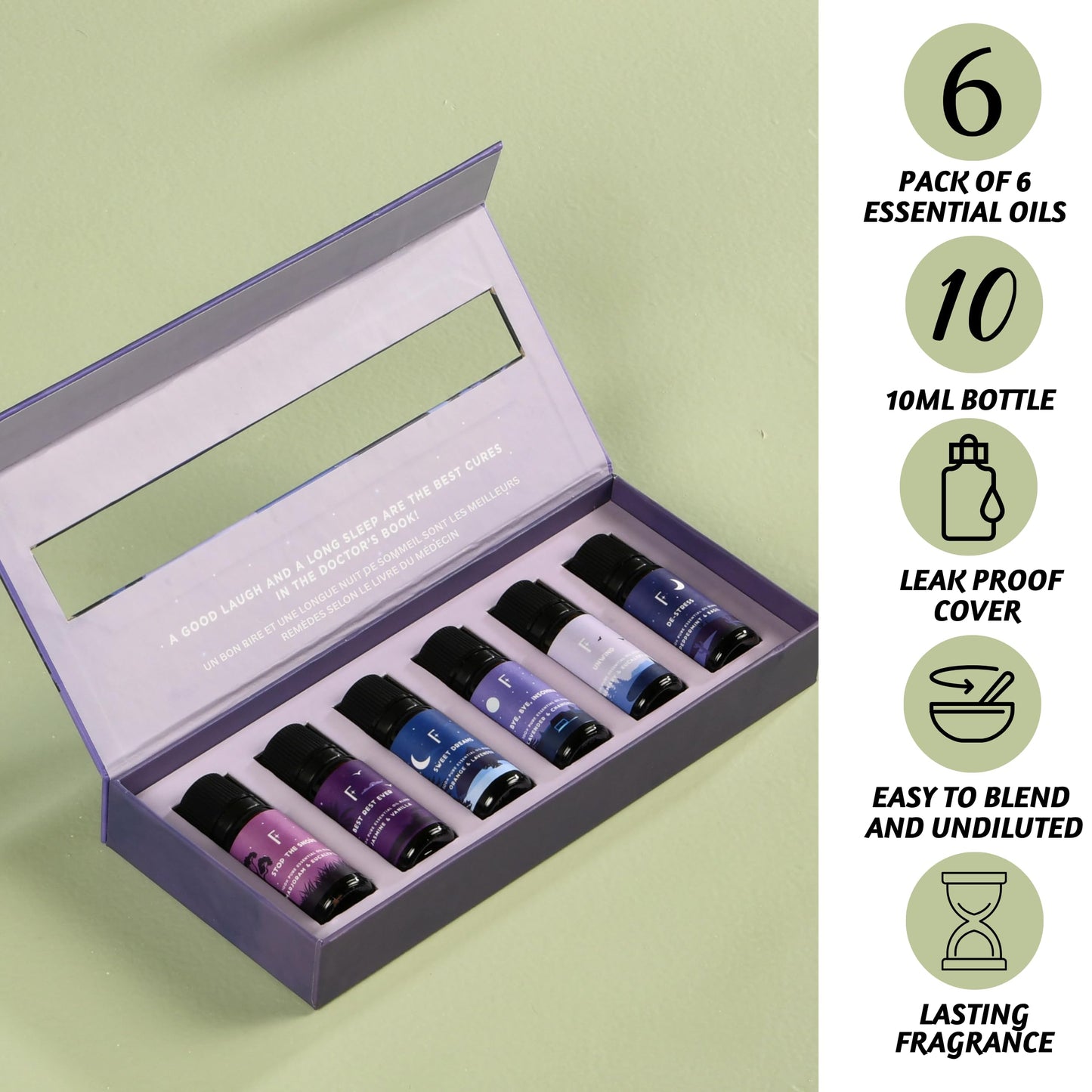 Folkulture Sleep Essential Oils Set – 6 Christmas Diffuser Oils (Lavender, Rosemary & Peppermint)
