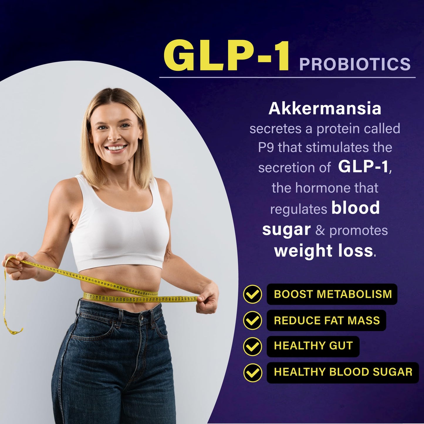 FOLONA Akkermansia GLP-1 Probiotic with Berberine & Beta-Glucan – Delayed-Release, 60 Capsules