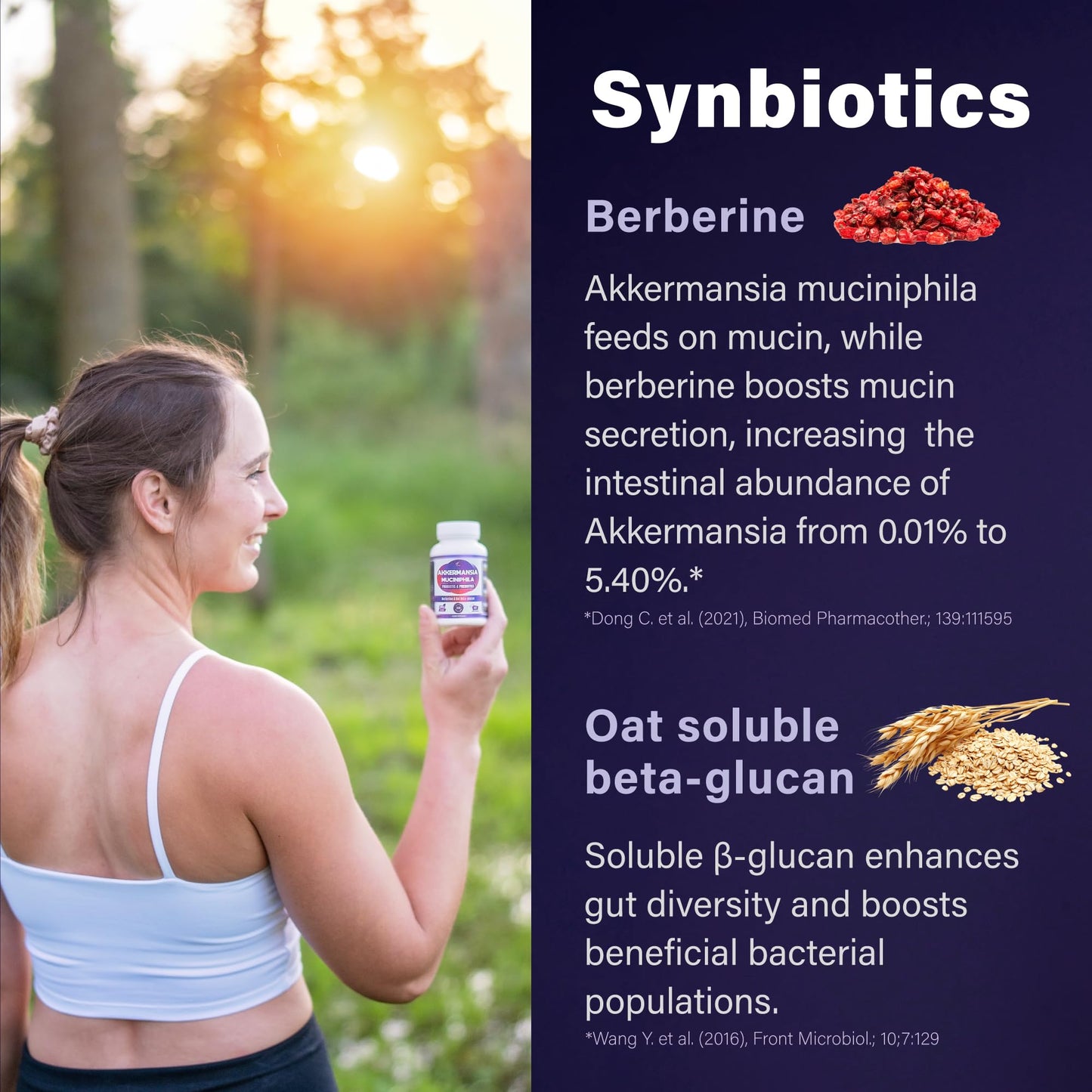 FOLONA Akkermansia GLP-1 Probiotic with Berberine & Beta-Glucan – Delayed-Release, 60 Capsules