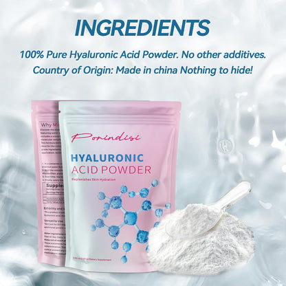 Pure Hyaluronic Acid Powder for Skin & Face | Organic, Low & High Molecular Weight, Sodium Hyaluronate, Food Grade