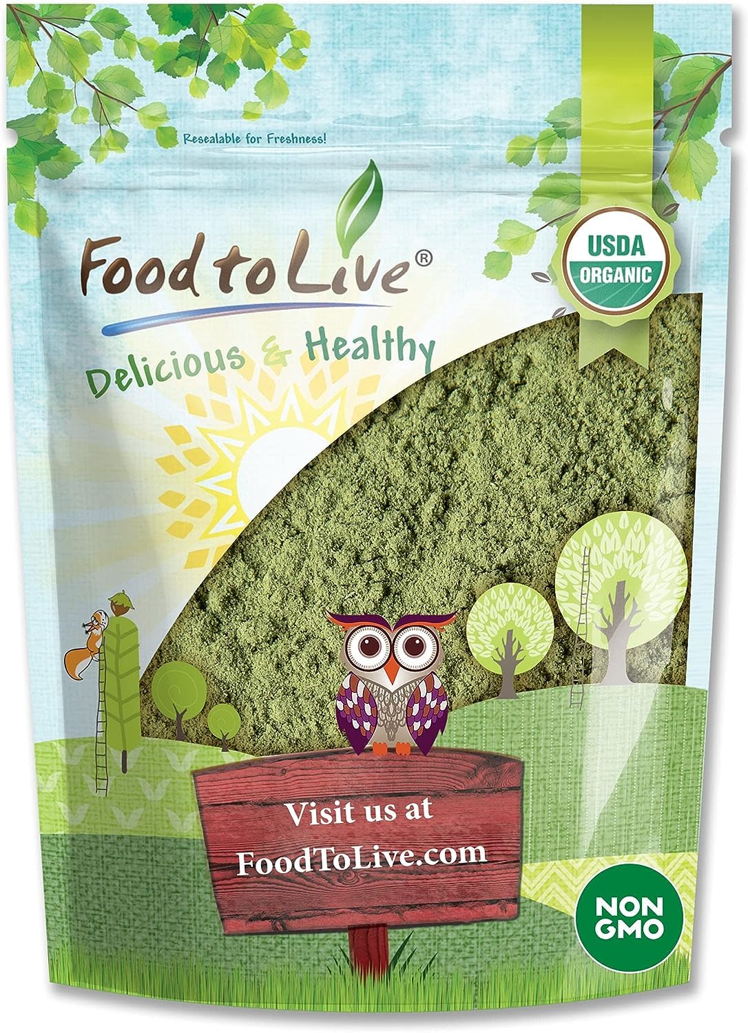 Food to Live Organic Alfalfa Powder - 4 oz, Non-GMO, Raw Leaves, Vegan