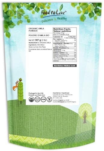 Food to Live Organic Amla Berry Powder (Amalaki) – 2 lb, Non-GMO, Raw & Pure