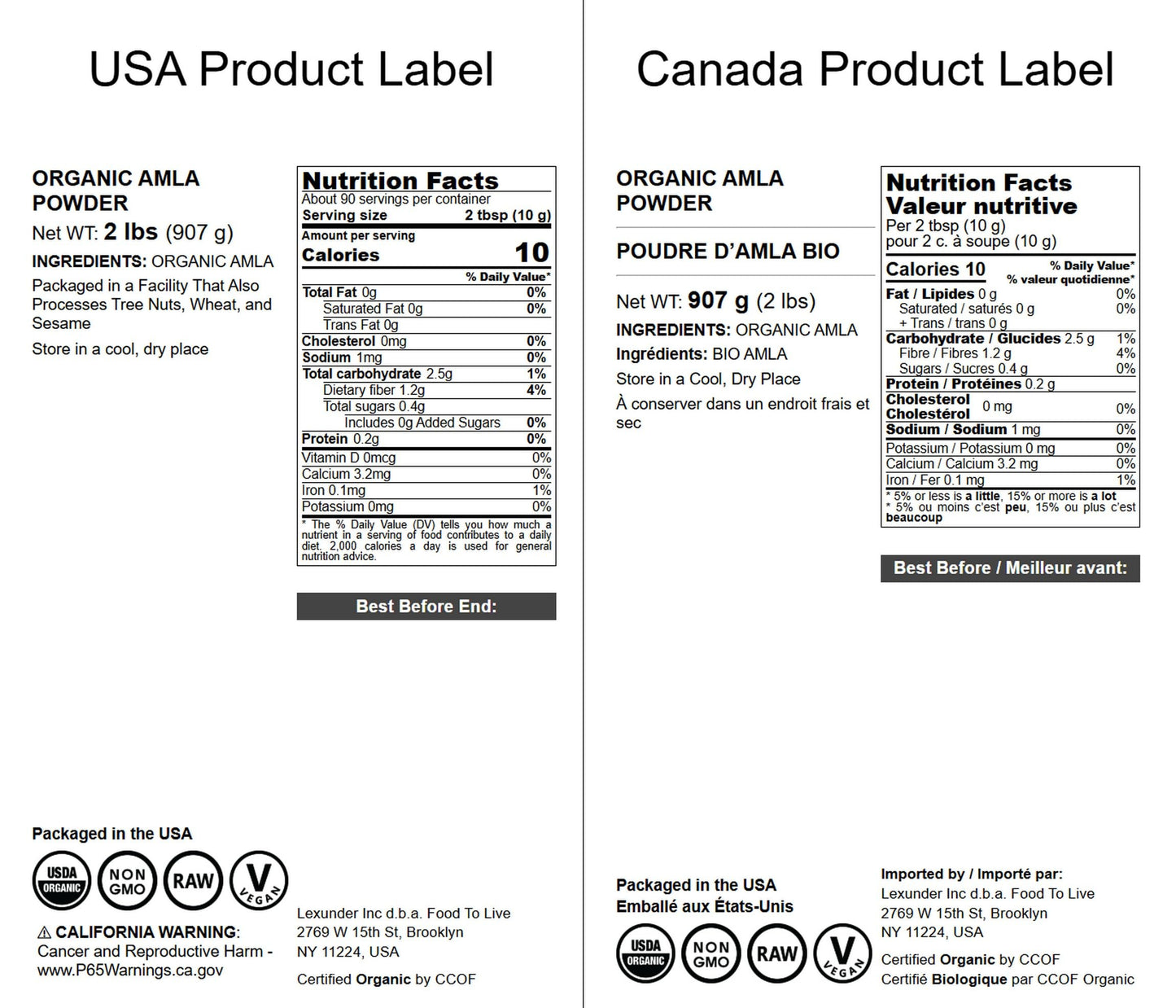 Food to Live Organic Amla Berry Powder (Amalaki) – 2 lb, Non-GMO, Raw & Pure