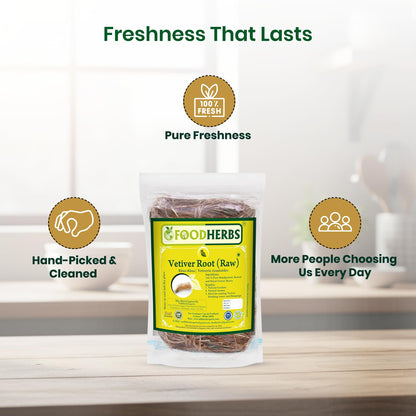 Foodherbs Dried Vetiver Roots (Khus Khus) 50g – Natural Coolant & Aromatic Wellness