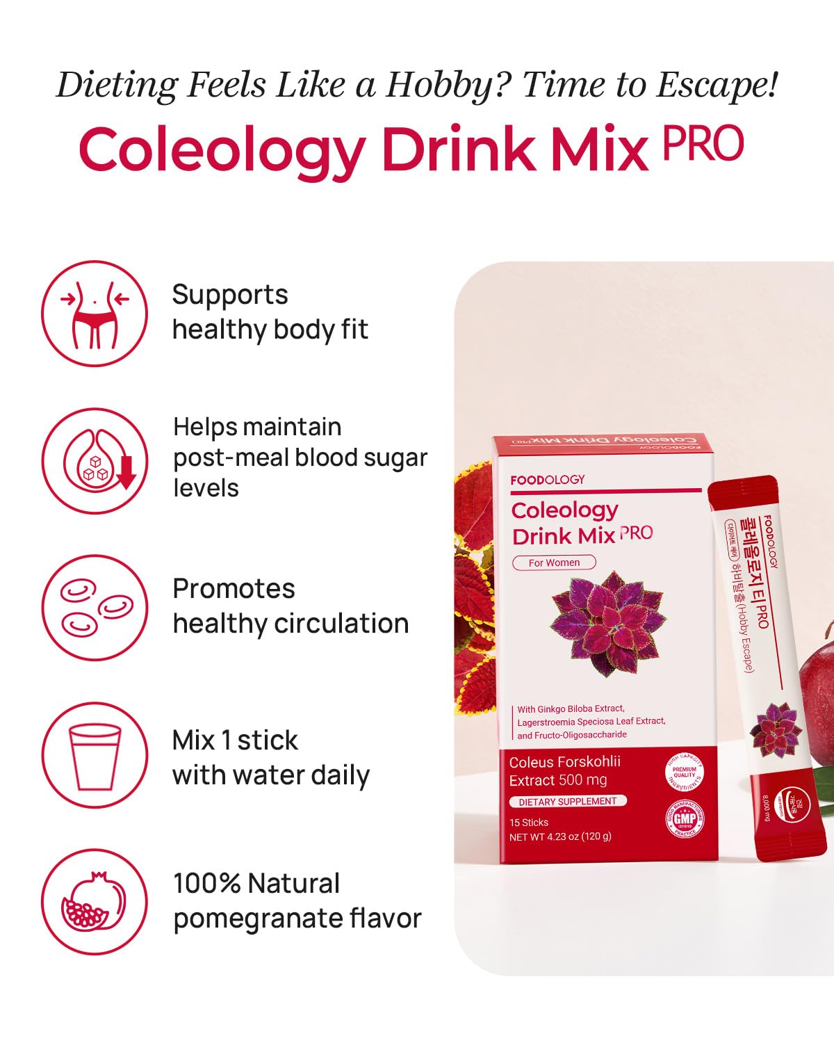 FOODOLOGY Coleology Drink Mix PRO (15 Days) – Pomegranate Wellness Drink