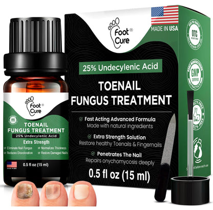 Foot Cure Toenail Fungus Treatment Extra Strength – Athletes Foot & Damaged Nail Repair | Made in USA