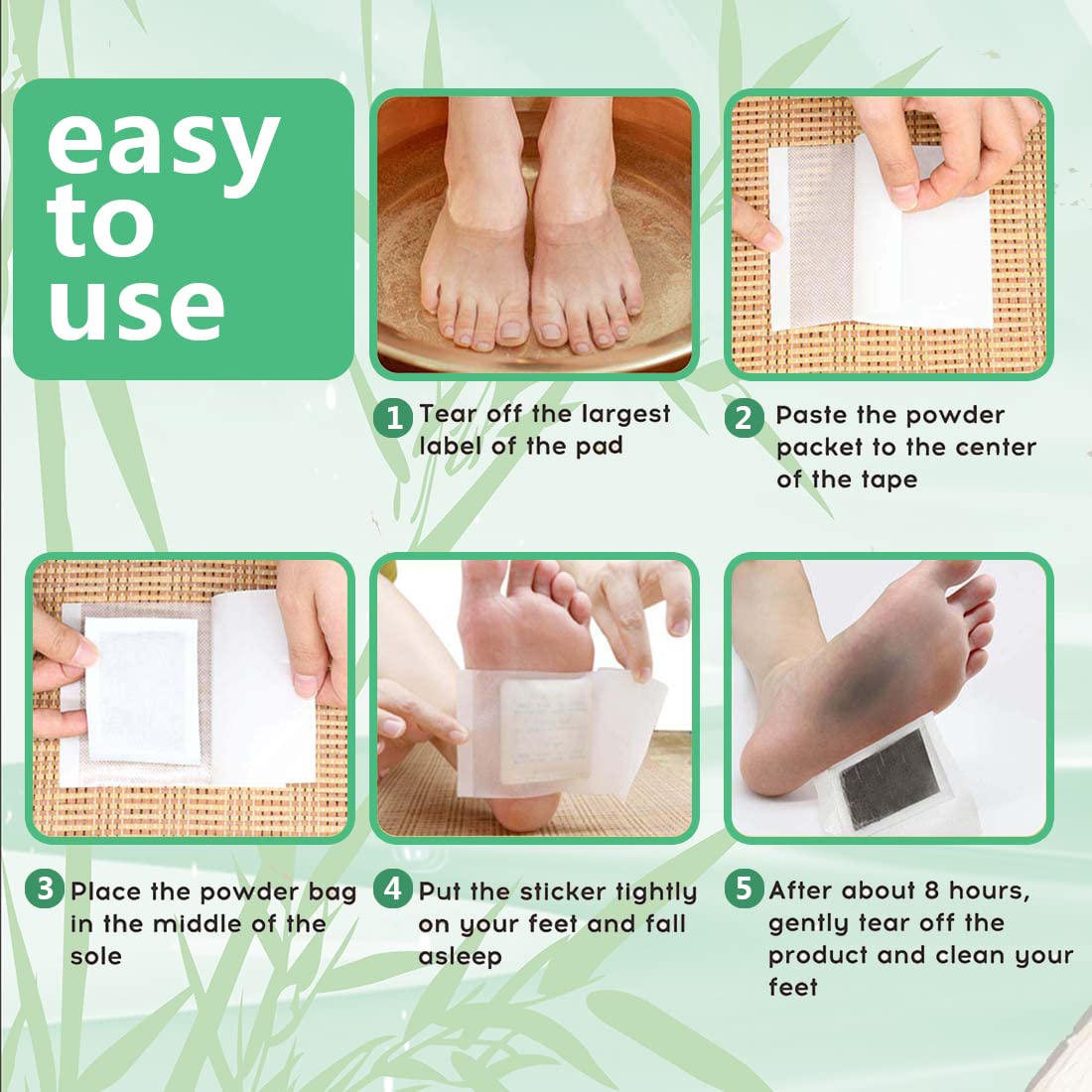 100Pads Natural Bamboo Vinegar Ginger Foot Pads – Travel or Home Use