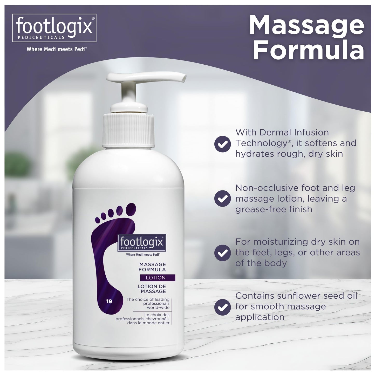 FOOTLOGIX Massage Formula Lotion 8.45 oz | Dermal Infusion Technology