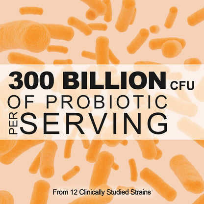 300 Billion CFU Probiotics - Gut Health, 12 Strains + Prebiotic, 60 Caps