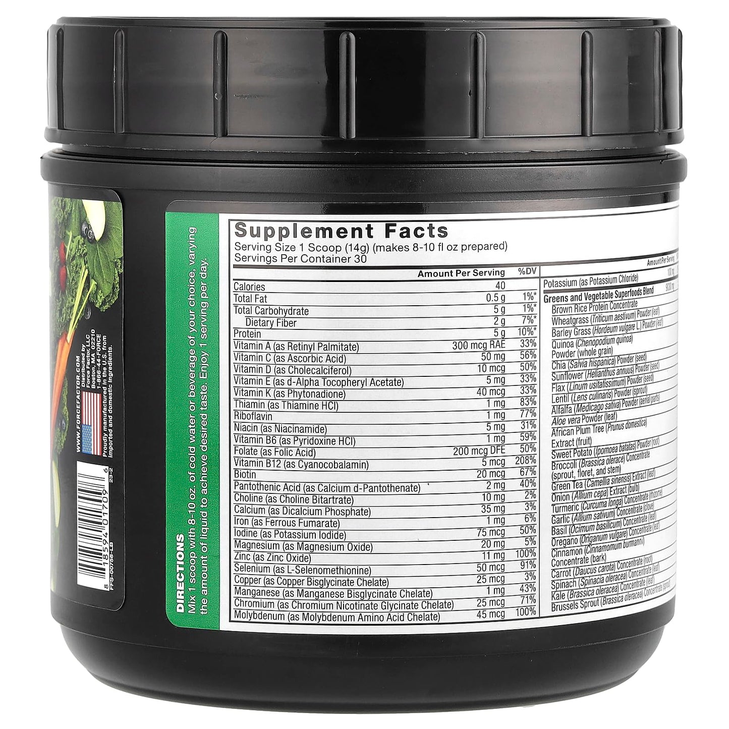 Force Factor Smarter Greens Powder – Digestion, Immunity & Energy, Probiotics & Digestive Enzymes (30 Servings)