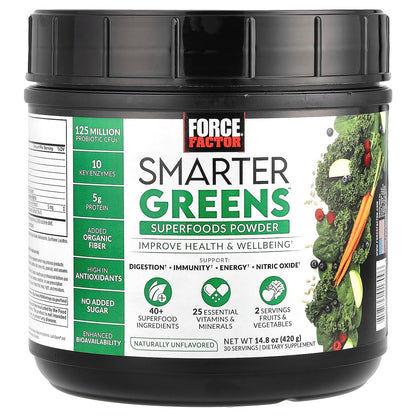Force Factor Smarter Greens Powder – Digestion, Immunity & Energy, Probiotics & Digestive Enzymes (30 Servings)