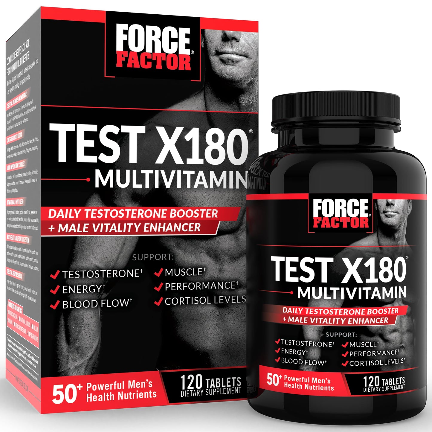 FORCE FACTOR Test X180 Multivitamin – Testosterone Support for Men (120 Tablets)