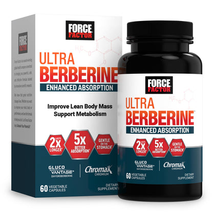 Force Factor Ultra Berberine Enhanced Absorption - 60 Veg Capsules | 5x Absorption, 2x Lasting