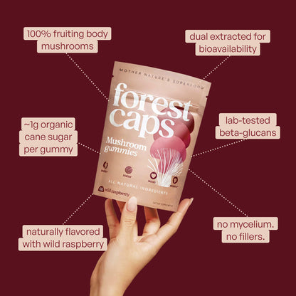Forest Caps Mushroom Gummies – Lion’s Mane, Reishi & Cordyceps