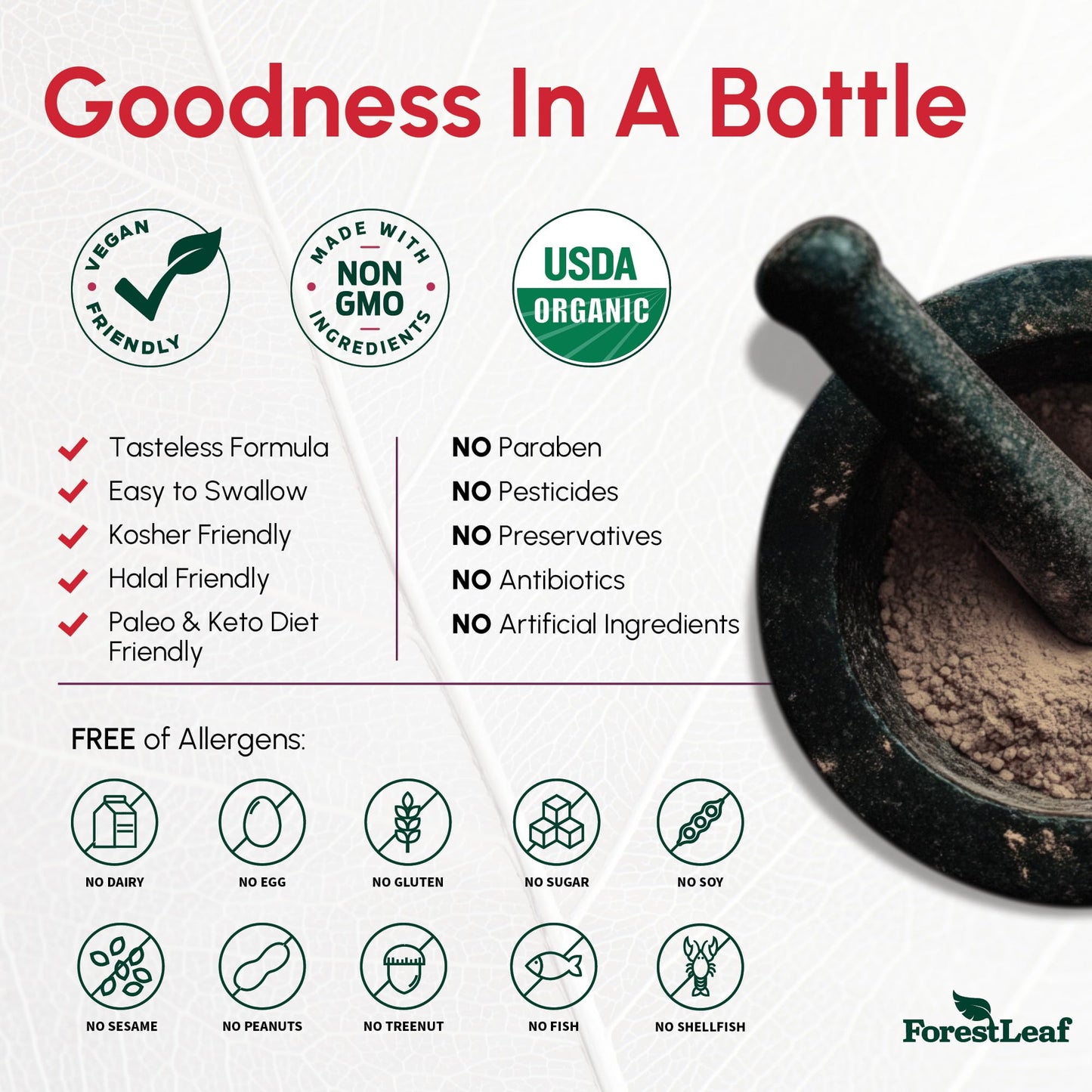 ForestLeaf Organic Beet Root Capsules – 20:1 Beet Extract with Ginger & Grape Seed | 120 Caps