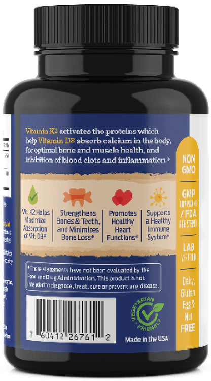 ForestLeaf Vitamin D3 + K2 (MK7) – MenaQ7, 5000 IU, 60 Veggie Capsules