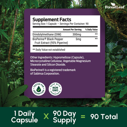 ForestLeaf DIM 300mg with BioPerine — Hormone Balance & Metabolic Support (90 Caps)
