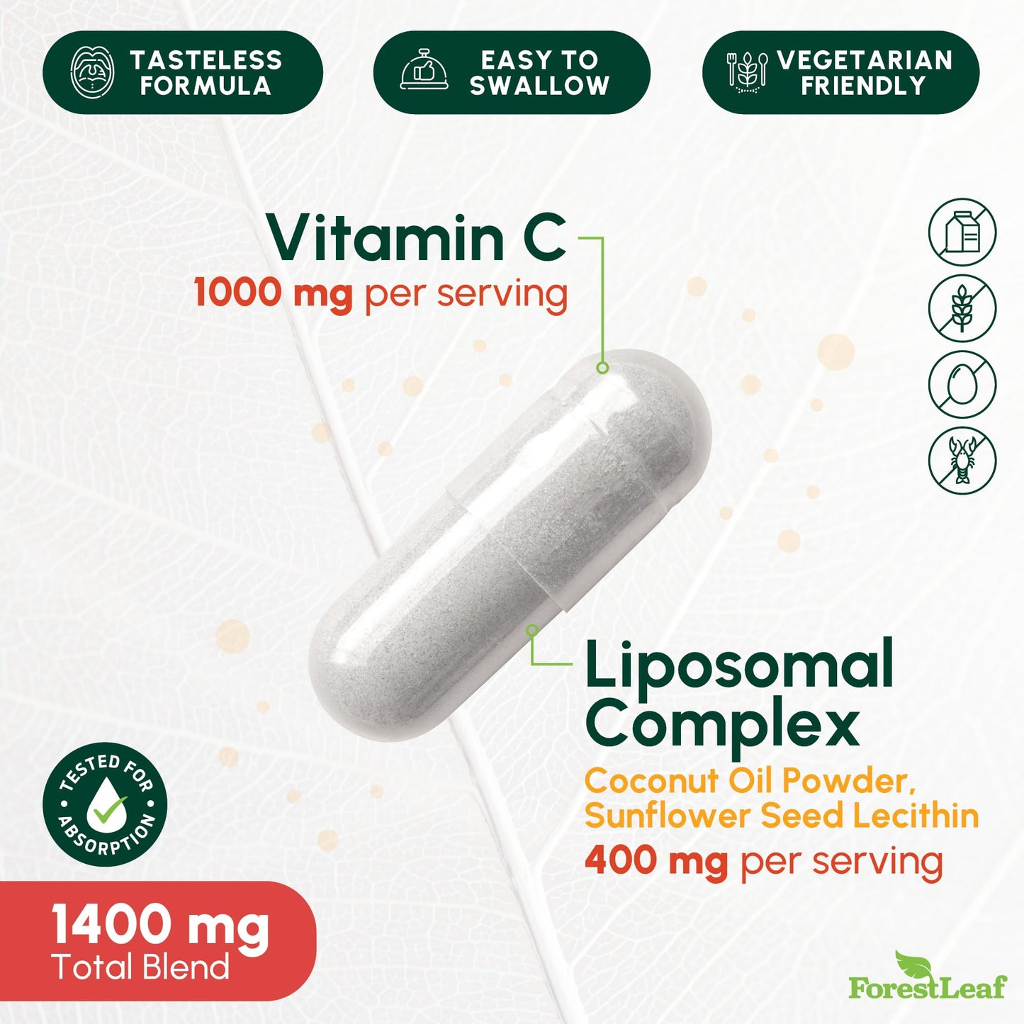 ForestLeaf Liposomal Vitamin C 1000mg Capsules | High-Dose Liposomal Vitamin C