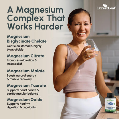 ForestLeaf Magnesium Complex 500mg – 120 Ct | Sleep, Relaxation & Muscle Support